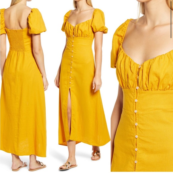 PRIM Puff Sleeve Button Midi Dress - Picture 3 of 6